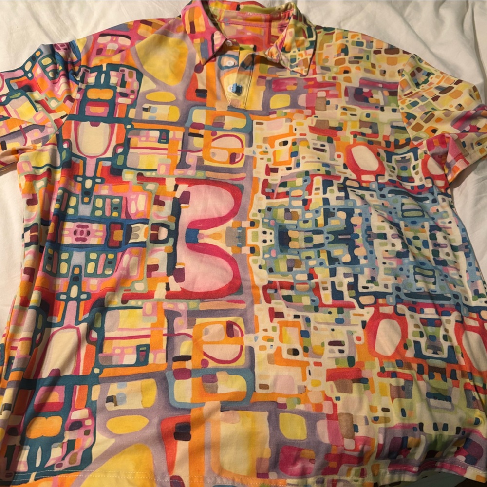 Abstract Multicolor Men’s Polo Shirt - Bright Geometric Print